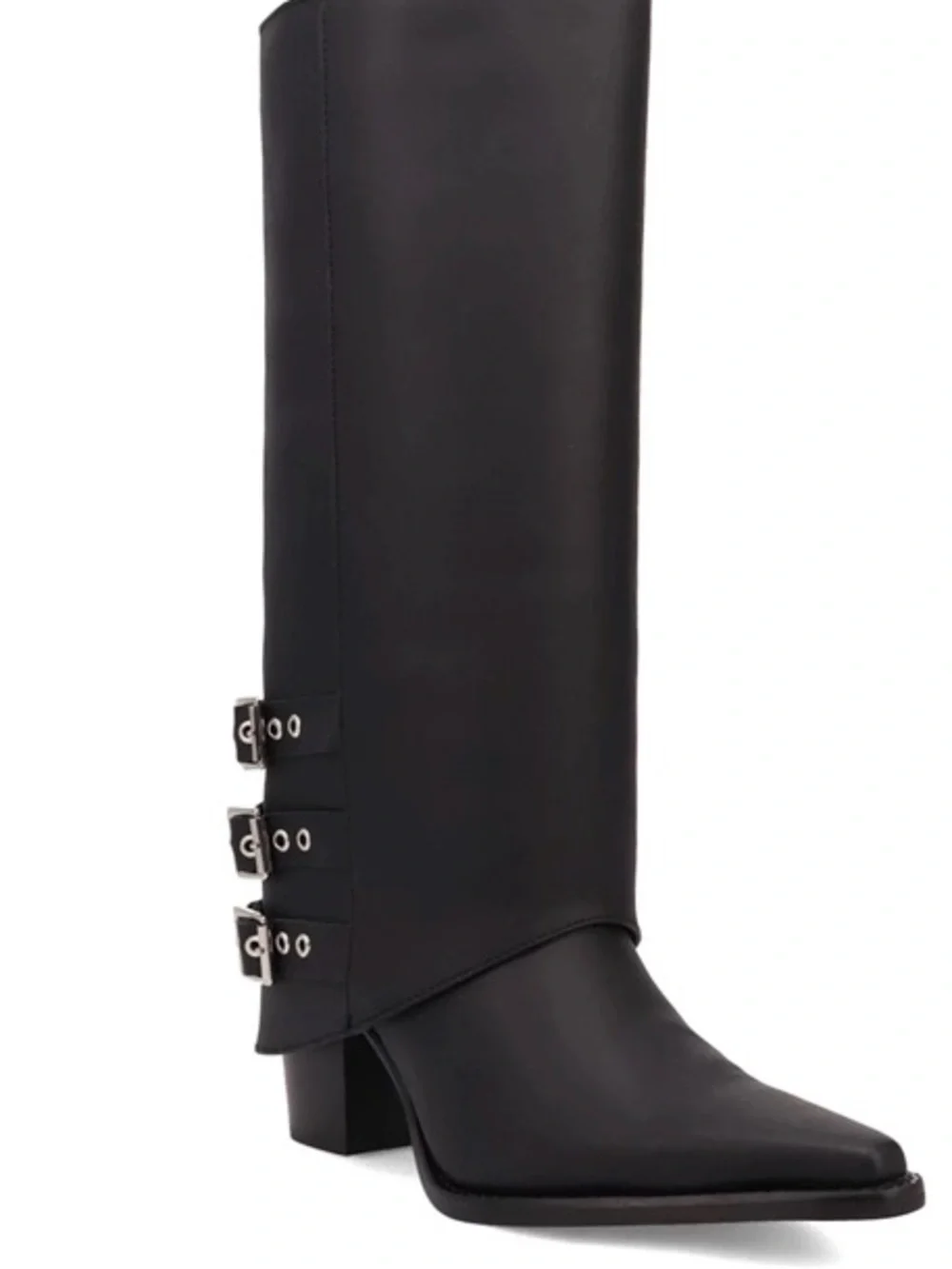dingo Black Pointed Toe Buckle Boots